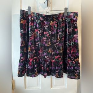 Loft Velvet Floral Mini Skirt